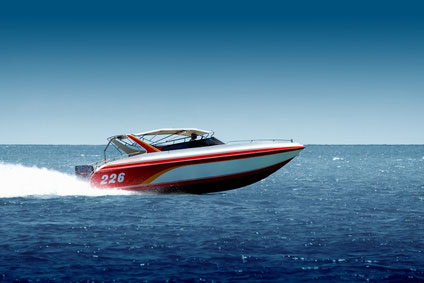 Speedboat cruising in the sea