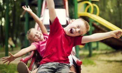 kids on a slide