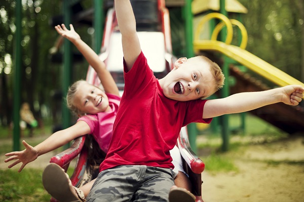 kids on a slide