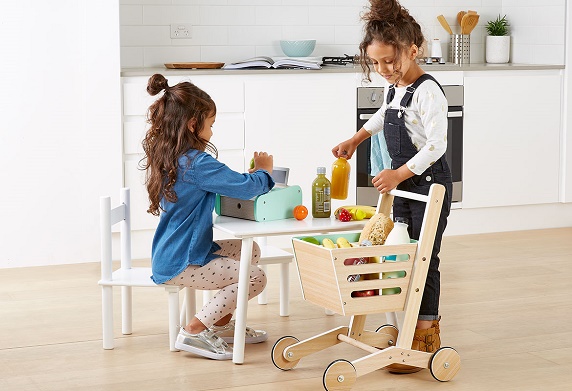 wooden shopping trolley toy