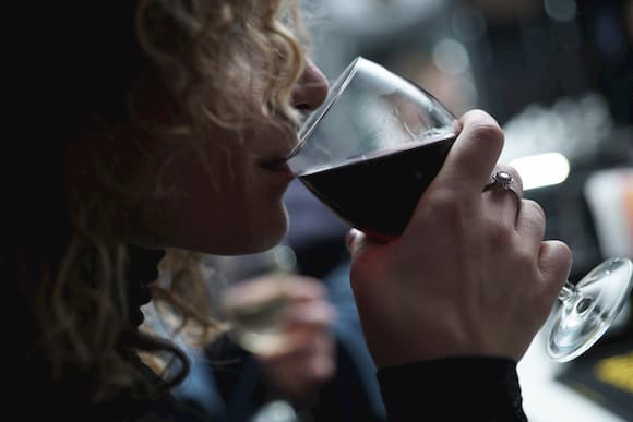 woman drinking wine