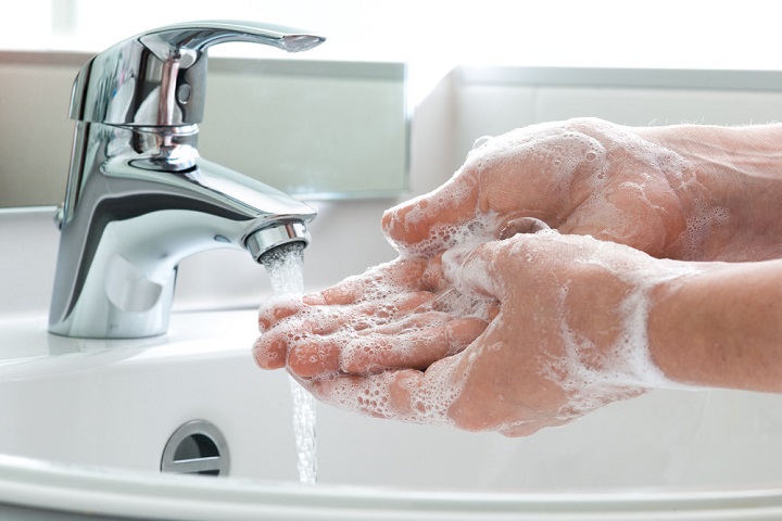 washing  hands.