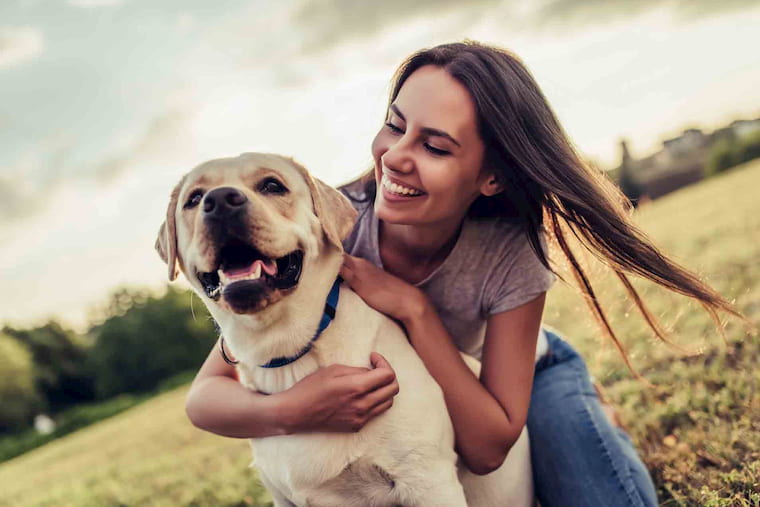 girl with her dog