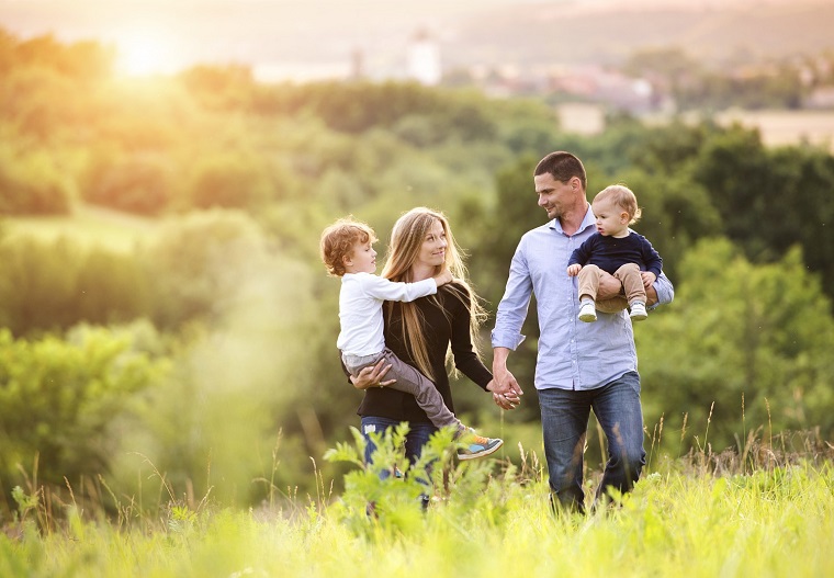 with family in nature