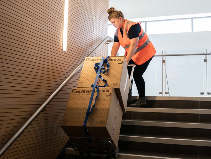 working with hand truck