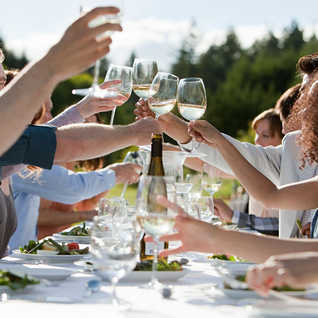 chardonnay white wine people celebrating