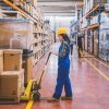 Warehouse employees working with boxes