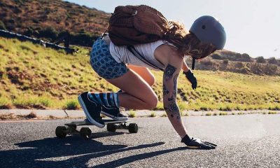 girl riding an electric skateboard