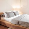 natural bamboo bed sheets and pillow cases in light grey
