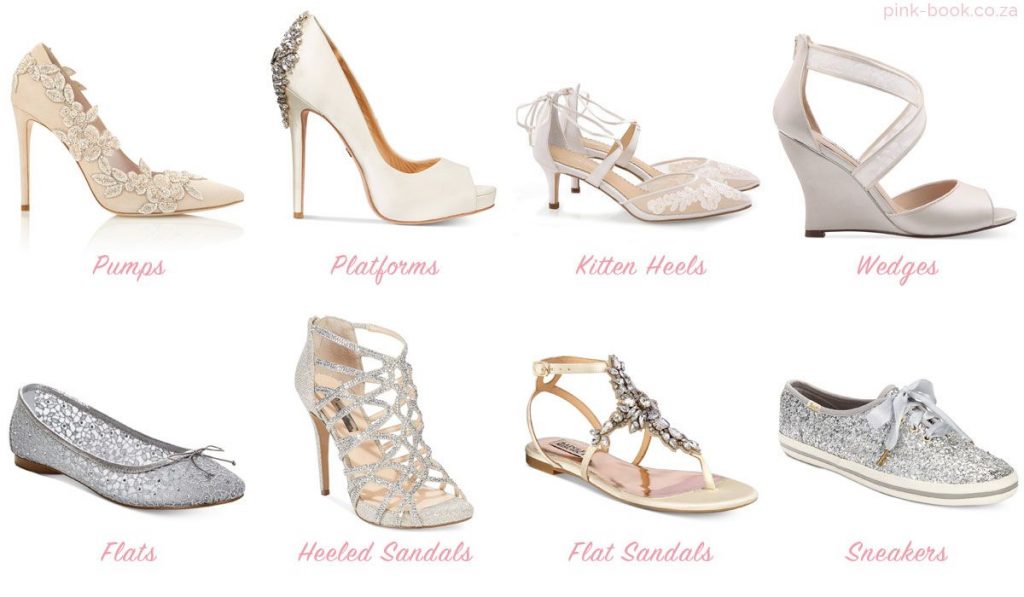 bridal shoes of different height 