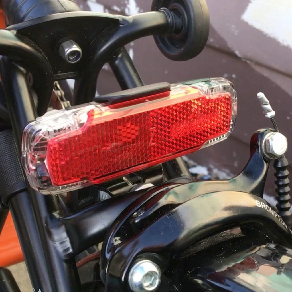 Rear reflector light on the motorbike