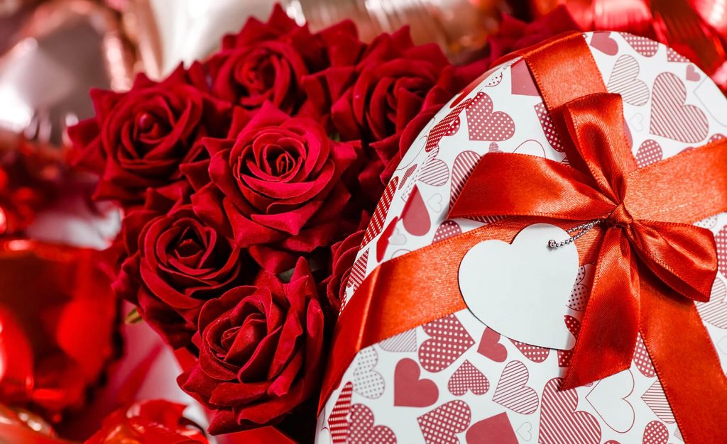 Red roses box as a gift 