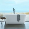 freestanding white bathtub